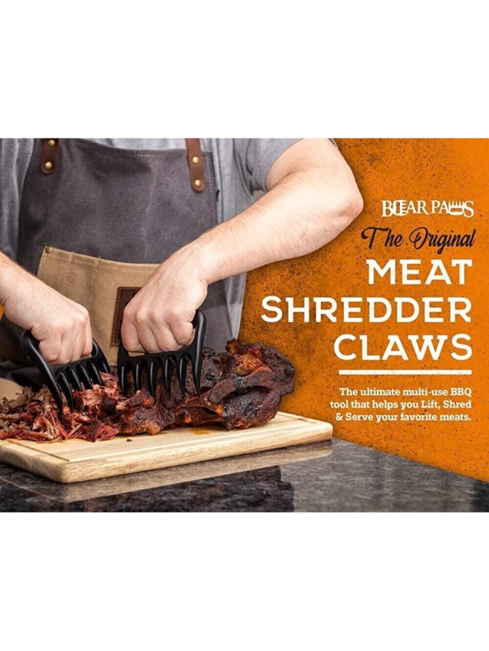 2 Piece Set The Original Bear Paws Meat Shredding Claws, Black, Made in the USA